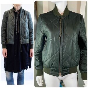 NSF Neil Women's Olive Green Quilted Bomber Jacket Medium M Military-Style